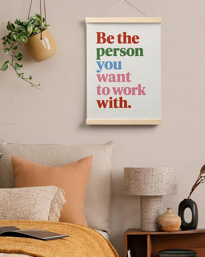 FGFK Be the Person You Want to Work with Inspirational office Framed hanging Canvas wall art Poster Prints decor for women,Colorful Motivational posters office decorations for work,12x16 Inch