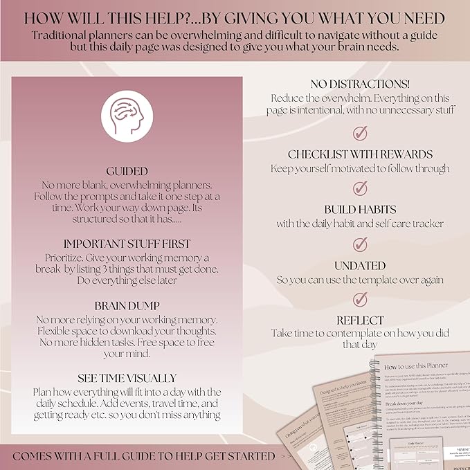 ADHD Daily Planner for Neurodivergent Adults - Productivity Daily Planner & Task Management to Stay Organized and Focused (Lux)