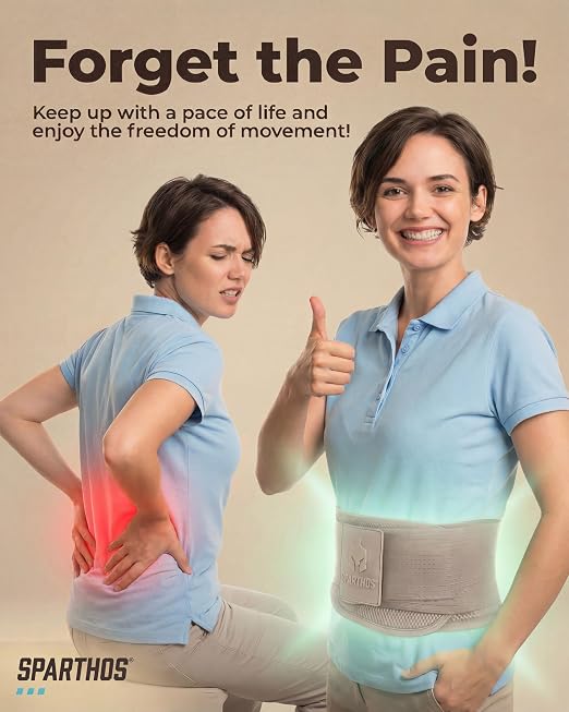 Sparthos Back Brace for Women & Men, Sciatica, Lower Back Pain - Taupe-MD