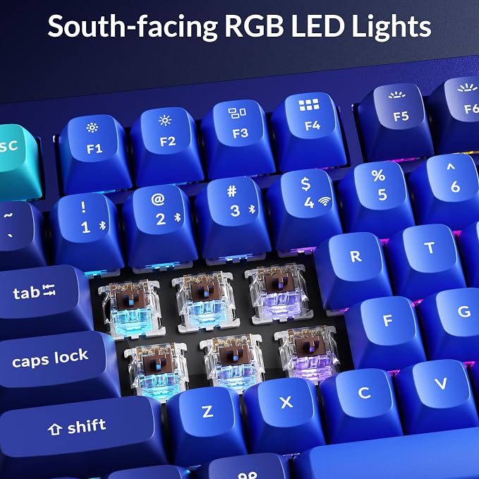 Keychron Q1 RGB Wired Custom Mechanical Keyboard, 75% Layout RGB Backlight with Hot-swappable Gateron G Pro Brown Switch Double Gasket Compatible with Mac Windows Linux (Blue) -Version 2