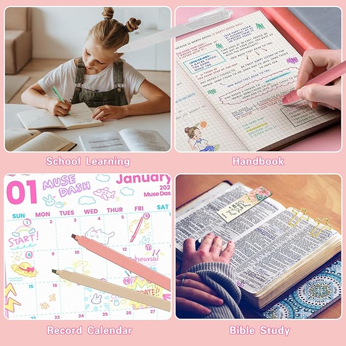 Bible Study Supplies & Journaling Kit for Women with Highlighters & Pens,Tabs for Women, Sticky Notes, Bookmarks & Cross Clips – Bible Annotation Kit for Scripture Study(41pcs)