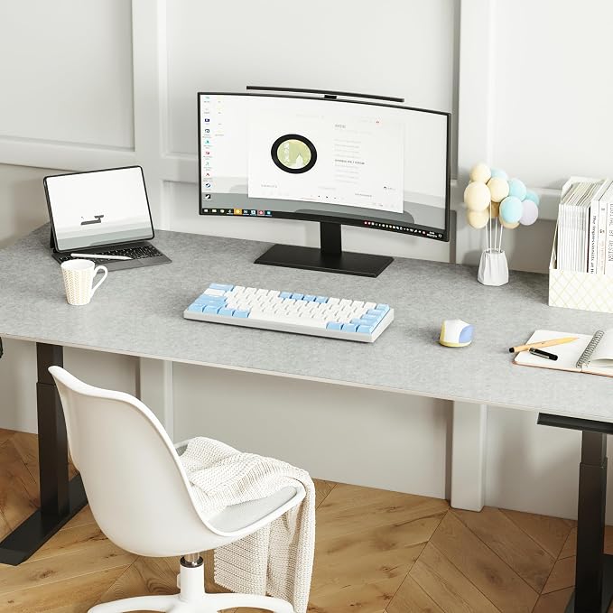DAWNTREES Large Felt Desk Mat, 47.2"x 23.6", Desk Pad for Office and Home | Non-Slip 120x60cm Full Table Mouse Pad, Keyboard Mat for Desk, Desktop Protection (Light Gray)