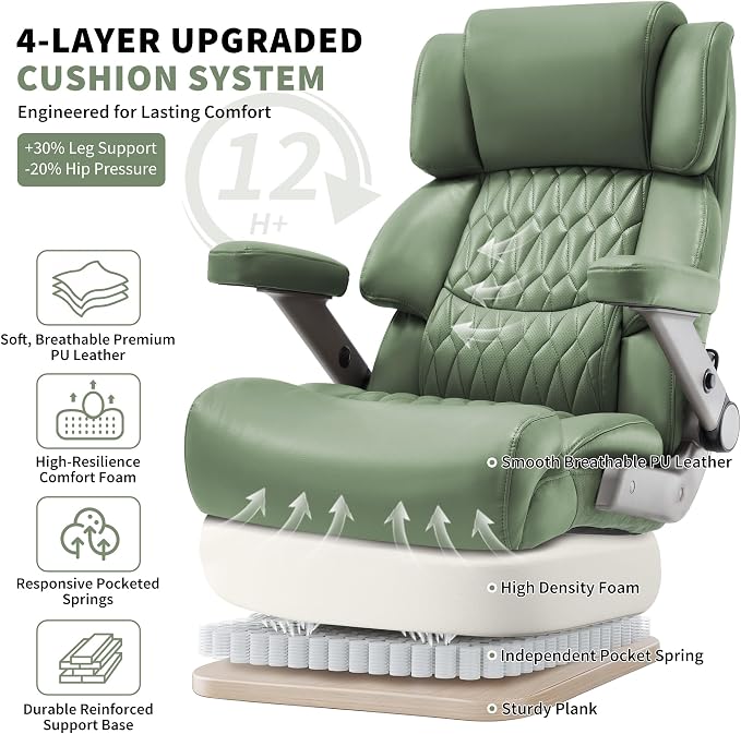Big and Tall Office Chair 700lbs- Large High Back Executive Computer Desk Chair with 3D Flip-Up Arms, Adjustable Lumbar Support, Extra Wide Plus Size Seat, Heavy Duty Metal Base & Quiet Rubber Wheels