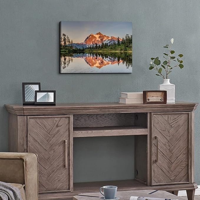 Forest Mountain Landscape Wall Art for Bedroom Living Room Decorations Nature Wall Decor Rustic Pine Tree Picture Woodland Painting Canvas Prints Wilderness Photography Posters Framed Artwork 16x24"