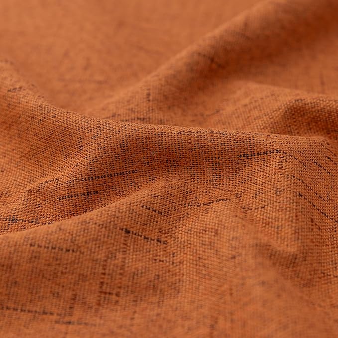 KOUFALL Retro Curtains 90 Inches Long Blackout Linen Dark Orange MCM Mid Century Modern Curtains for Living Room Bedroom 70s Decor