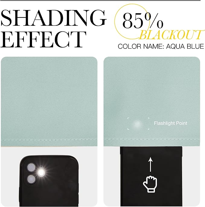 NICETOWN Black Out Curtain Panel Shade, Single Piece, 42 inches Wide by 54 inches Long, Aqua Blue, Solid Energy Efficient Eyelet Top Window Blind for Guest Room