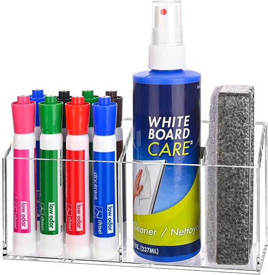 Magnetic Dry Erase Marker Holder, Anti-slip Acrylic Magnetic Marker Pen Holder for Whiteboard, Refrigerator, Large Capacity Desk Locker Organizer Accessories, Pencil Cup for Office School