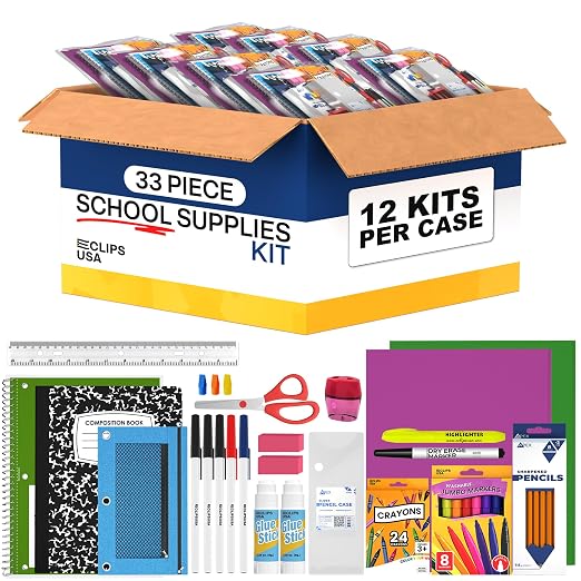 Back to School Supplies Kit for Kids School Supplies Set School Supply Kit K-5 33 Pieces