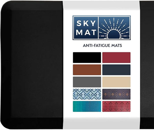Sky Solutions Anti Fatigue Floor Mat - 3/4" Thick Cushioned Kitchen Rug, Standing Desk Mat - Comfort at Home, Office, Garage - Non Slip, Durable and Stain Resistant (20" x 39", Black)