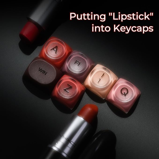 OHY Lipstick Keycaps, XVX HOA Profile Red Jelly Keyboard Keycap, 132-Key Cute Custom Keycaps for Mechanical Keyboards with Cherry/Gateron MX Switches-Berry Kiss (Only Keycap,No Keyboard)