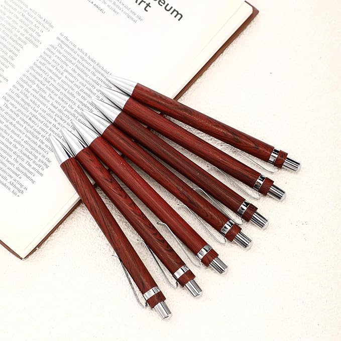 12 Pcs Bamboo Pens Employee Appreciation Gifts Engraving Wooden Ballpoint Pens Must Have for Writing Office Staff Coworkers(Log Color)