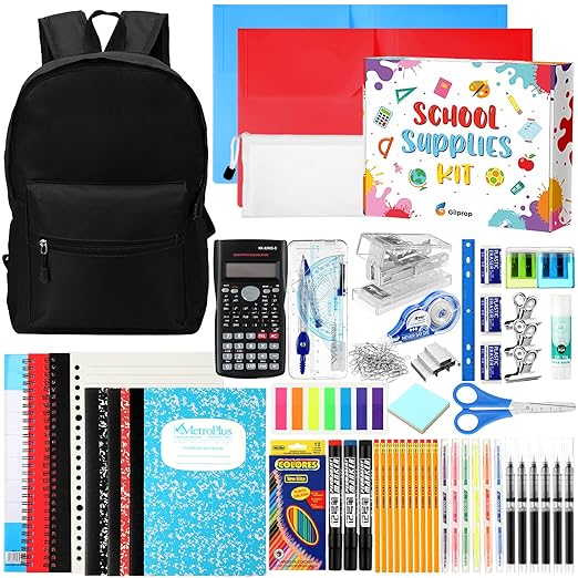 Gilprop 126 Pcs 2026 Middle High School Supplies Kit with Backpack for Student 6-12 Grades, Back to School Supplies Bulk Bundle Essential Notebook Calculator for Senior Student(Black)