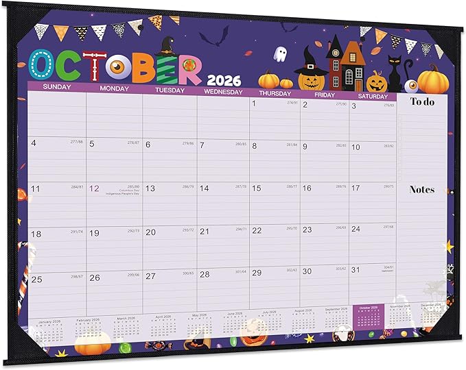 2026-2027 Desk Calendar - Large Desk Calendar 2026-2027, Jul.2026 - Dec.2027, 22" x 17", 18 Months Calendar with Corner Protectors + Large Ruled Blocks, To-do & Notes, 12 Different Themes
