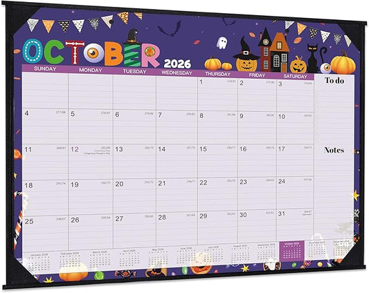 2026-2027 Desk Calendar - Large Desk Calendar 2026-2027, Jul.2026 - Dec.2027, 22" x 17", 18 Months Calendar with Corner Protectors + Large Ruled Blocks, To-do & Notes, 12 Different Themes