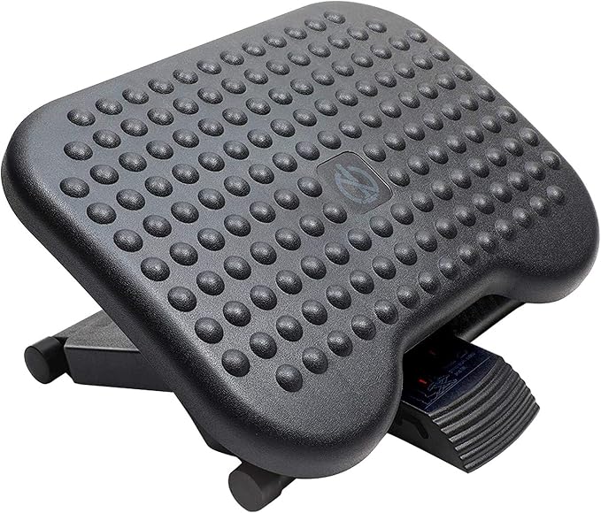 HUANUO Adjustable Desk Footrest, Foot Rest for Under Desk at Work with Massage, Adjustable Foot Stool with 3 Height Position & 30 Degree Tilt Angle Adjustment for Home, Office