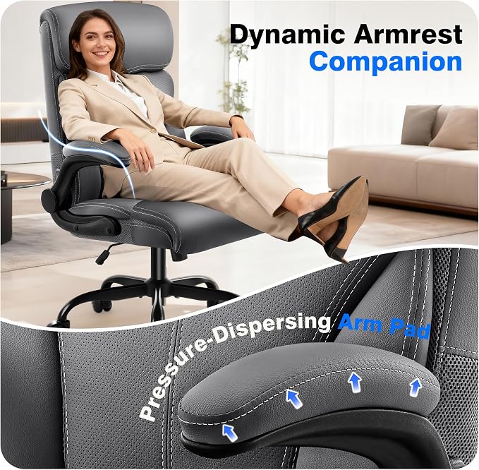AreShark Leather Office Chair - Executive High Back Ergonomic Desk Chairs | Breathable Computer Chair with Lumbar Support & Rock Function, Rolling Swivel Seat for Working, Studying, Gaming & Relaxing