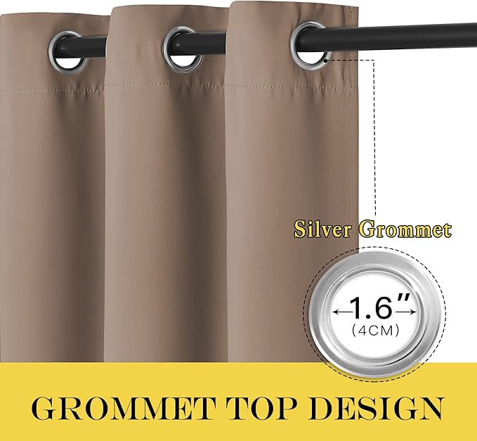 NICETOWN Blackout Curtains 72 inches Long, Grommet Privacy Window Treatment Thermal Insulated Room Darkening Sliding Glass Door Drape for Bedroom Living Room, 1 Panel, W100 x L72, Cappuccino