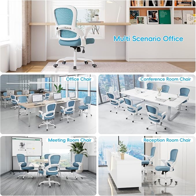 TRALT Office Chair - Ergonomic Office Chair with Back Support, Home Office Desk Chairs, 330lbs Wide Seat Big and Tall Office Chairs, Comfy Desk Chair for Work, Study, Office, Gaming (Blue)