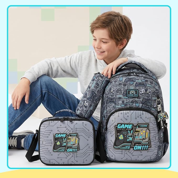 Backpack for Boys,Kids Backpack for Boys with Lunch Box Pencil Case Set Kids Schoolbag for Boy 8-12,Lightweight Travel Daypack Birthday Christmas for Boy Back to School Supplies