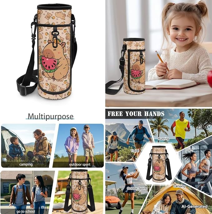 Doojoayie Capybara Backpack Lunchbox Set for Girls Watermelon School Bags for Girls 7-10 Large Capacity Backpack with Padded Wide Shoulder Straps for Elementary School