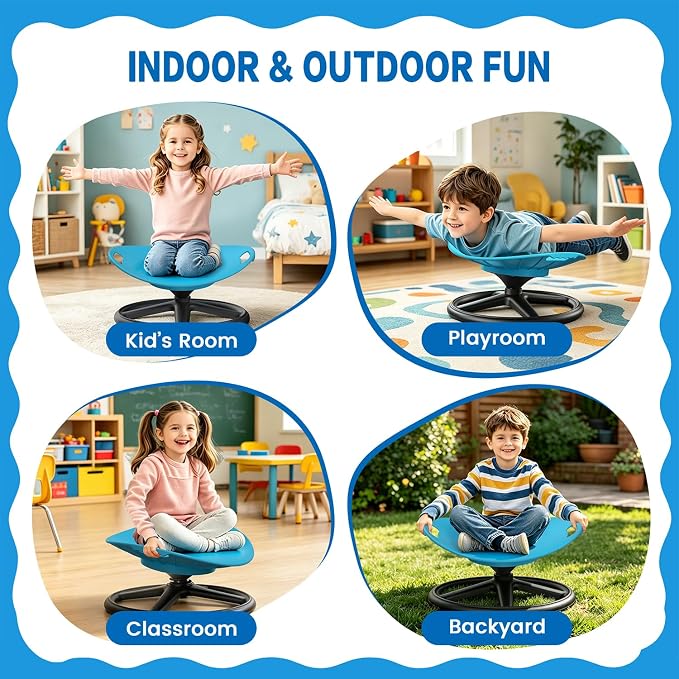 Spinning Chair for Autistic Kids Upgrade Handle Sensory Spinning Chair, 360° Silent Swivel Chair for Kids, Sensory Chair for ADHD Kids for Home & Classroom