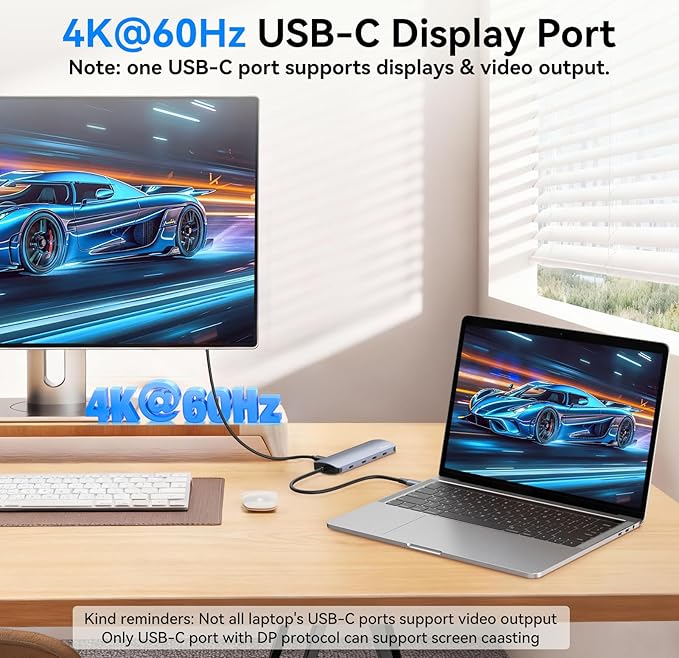 USB C Hub 10Gbps, USB C Splitter with 4K@60Hz Video Output, 100W PD Charging, Data Transfer, USB4 Multiport Dongle Adapter Extender for MacBook Pro/Air, iPad Pro, Dell, HP and More Type C Devices