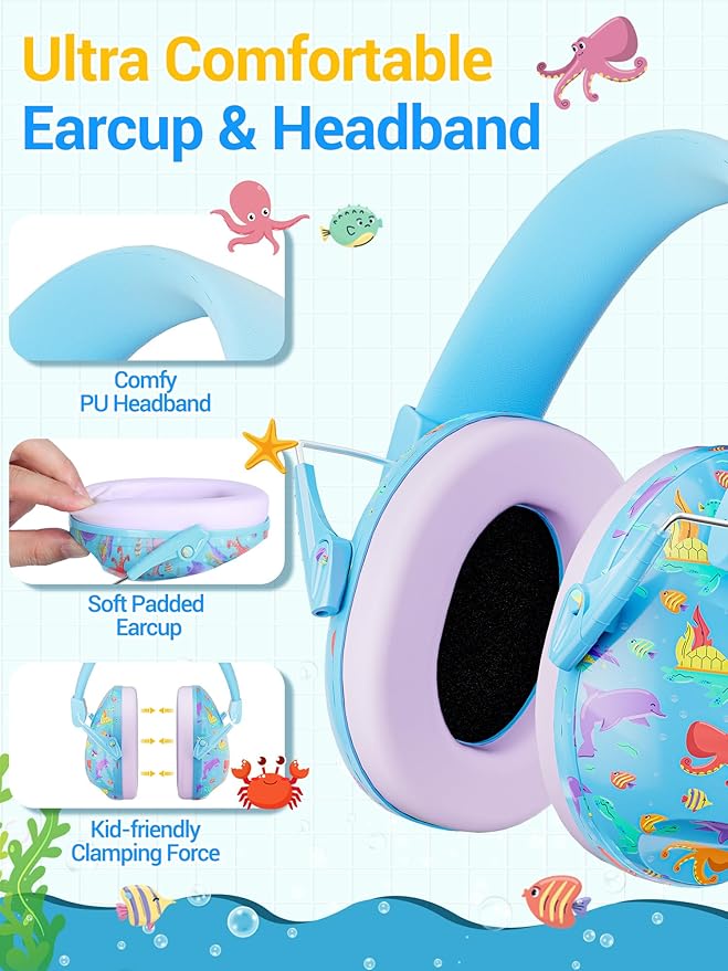 Kids Ear Protection for Monster Jam, Noise Cancelling Headphones for Kids Autism Sensory, Noise Reduction Ear Muffs for Track, Concerts, Fireworks, Mowing Hearing Protection Earmuffs