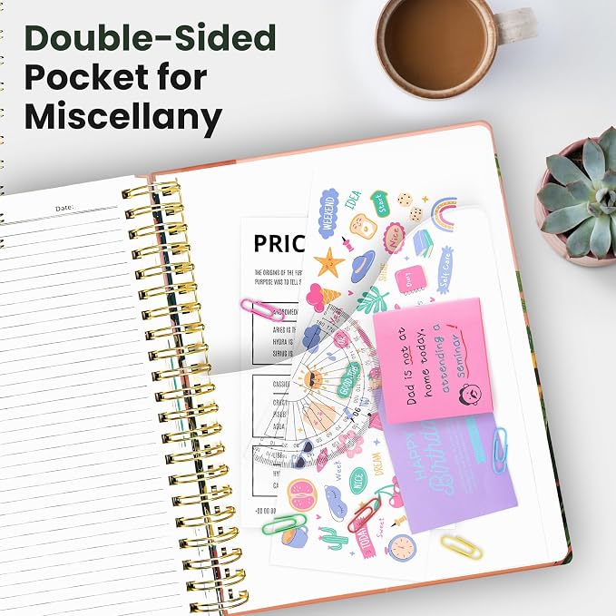 Large Spiral Lined Notebooks for Work with Removable Dividers & Tabs, 8.5"x11" Pretty Hardcover 5 Subject Notebook Journal for Women, College Ruled, Perfect for Study & Office Organization, 280 Pages,Creative Corner