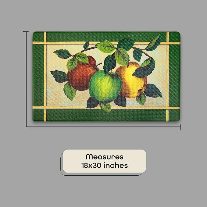 Anti-Fatigue Floor Comfort Mat - 18 x 30 Inch (Apple Orchard) - Waterproof Non-Slip Rug - Easy to Clean Cushioned Mat for Kitchen, Bathroom, Standing Desk & Office - Achim Home Decor Multi Color