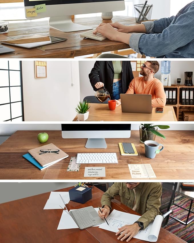 Clear Writing Desk Pad, 16’’x36” Heat Resistant Waterproof PVC Round Edge Durable Desk Protect Mat, Anti-Static Writing Mat Table Protector