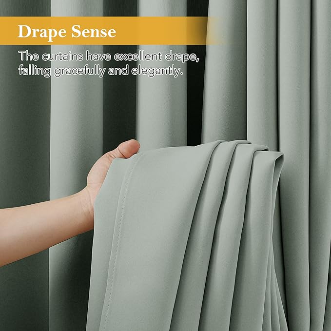 RYB HOME Blackout Thermal Insulated Curtains, Portable Curtain for Sliding Glass Door/Storage/Space Room Divider, Large Window Treatment Room Divider Panel, W80 x L84, Sage Green, 1 Panel