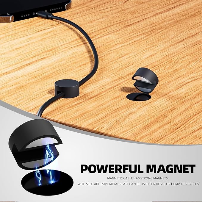 Viaky 8-Pack Magnetic Cable Holder Black,Large Magnetic Cable Management | Silicone Magnetic Cable Holder,Reusable Cord Organizer,Strong Cable Clips Magnets for Nightstand,Desk Wall,Car,Office,Home