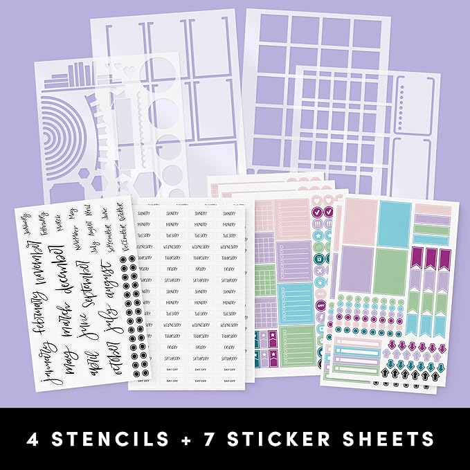 PAPERAGE Bullet Journal Kit, Dotted Journaling Set & Stationary Kit, Hardcover Dotted Journal Notebook (Sage Green), 12 fineliner Pens, 8 Sticker & 3 Stencil Sheets, 6 Washi Tapes