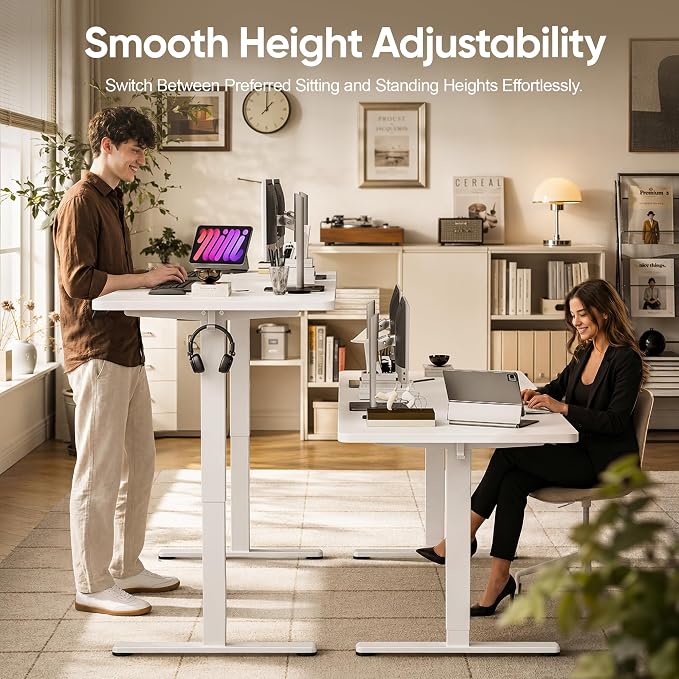 Monomi 71" Electric Standing Desk for Home Office - Large 1.8-Meter Adjustable Height Desk, 176 lbs Capacity, 4 Memory Presets, Quiet Motor & Anti-Collision (White)