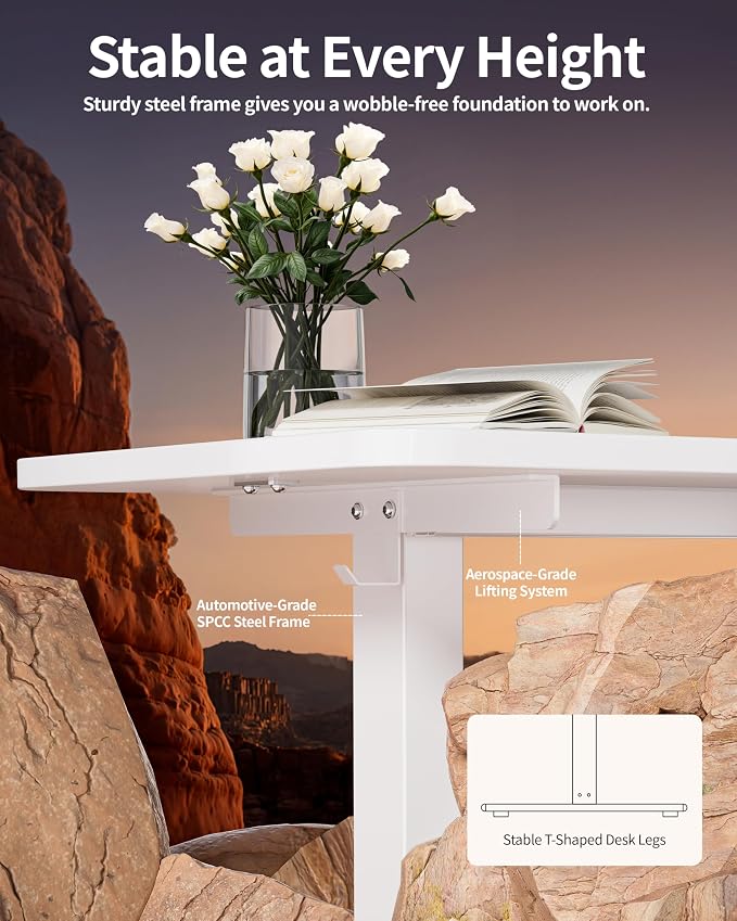 BIZUM Electric Standing Desk 60 x 24 Inch Computer Desk-Gaming Desk White Home Office Desks Height Adjustable Memory Stand Up Computer Workstation