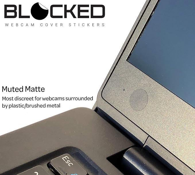 BLOCKED Original Vinyl Webcam Cover Stickers | Restickable & Stackable Privacy Covers | for All Camera-endable Devices | 3-Sizes | 57 Black (Muted Matte)