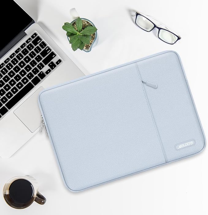 MOSISO Laptop Case 14 inch, 14 inch Laptop Sleeve Compatible with HP Lenovo Dell ASUS Acer, HP Stream, Dell Latitude, Lenovo IdeaPad, Polyester Vertical Computer Sleeve Bag with Pocket, Baby Blue