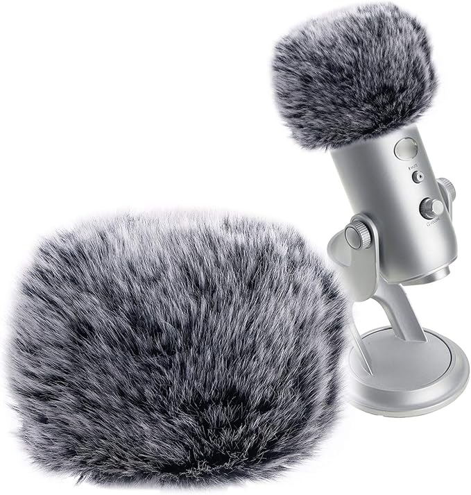SUNMON Microphone Furry Windscreen Muff, Perfect Mic Pop Filter Mask Shield for Blue Yeti, Yeti Pro Microphones