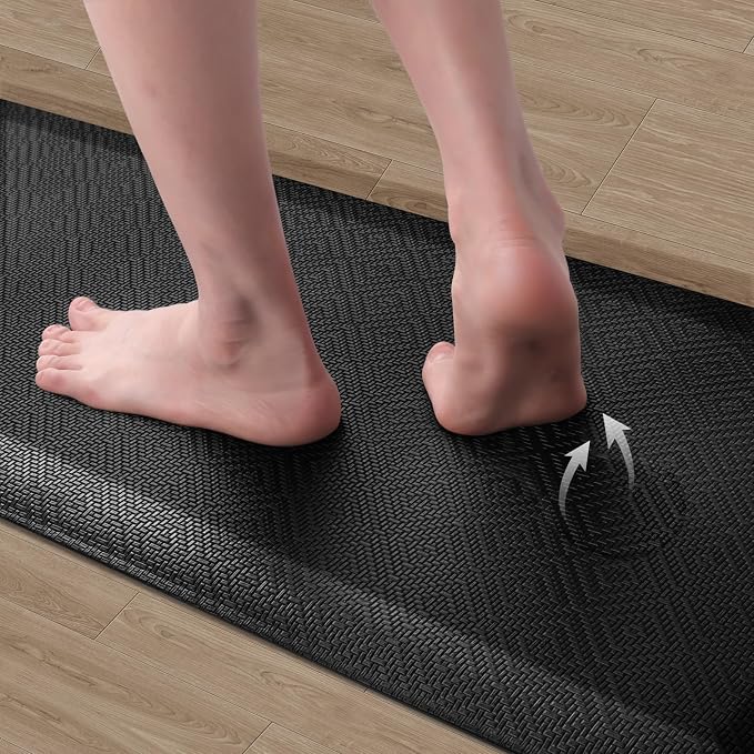 Mattitude 4/5 Inch Thick Kitchen Mat Cushioned Anti-Fatigue Floor Mat Water Resistant Non-Slip Mats and Rugs Standing and Comfort Desk Mats for House Sink Office Laundry (Black, 22"x36")