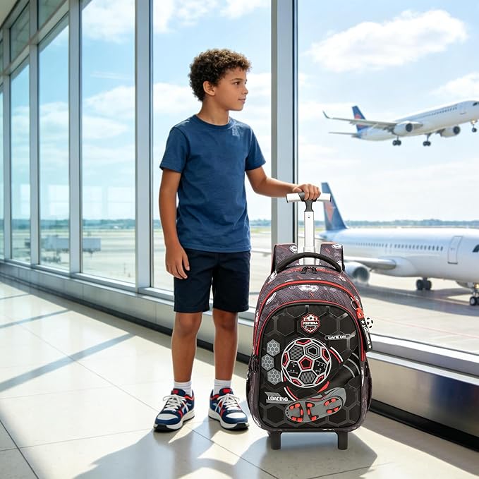 Rolling Backpack for Boys School Backpack with Wheels for Kids Roller Backpacks for Kids Backpacks with Lunch Box Pencil Case for Elementary Back to School Supplies