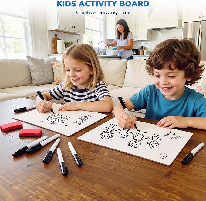 GAMENOTE 6 Pack Small Dry Erase Boards for Kids, 9x12 Double-Sided Lined and Blank Whiteboards with Markers & Erasers, for Classroom and Homeschool Writing Board