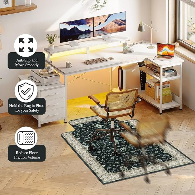 Office Chair Mat for Hardwood Floor & Tile Floor,36"X 48" Heavy Duty Desk Chair Mat for Hard Floors, Under Desk Rug for Rolling Computer Chair,Anti Slip,Low Pile Carpet Protector-Convex Frame
