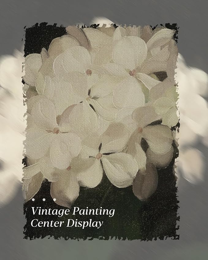 HUARCEY Gold Framed Vintage Wall Art for Living Room, Flowers Painting Canvas Print Shelf Decor for Kitchen, Aesthetic Bedroom Wall Art, Christmas Gifts for Friends or Family (White Hydrangea 24"x36")
