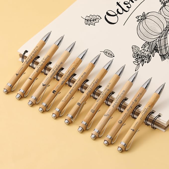 Mr. Pen- Bible Verse Pens, 10 Pack, Retractable Bamboo Pen, Black Ink