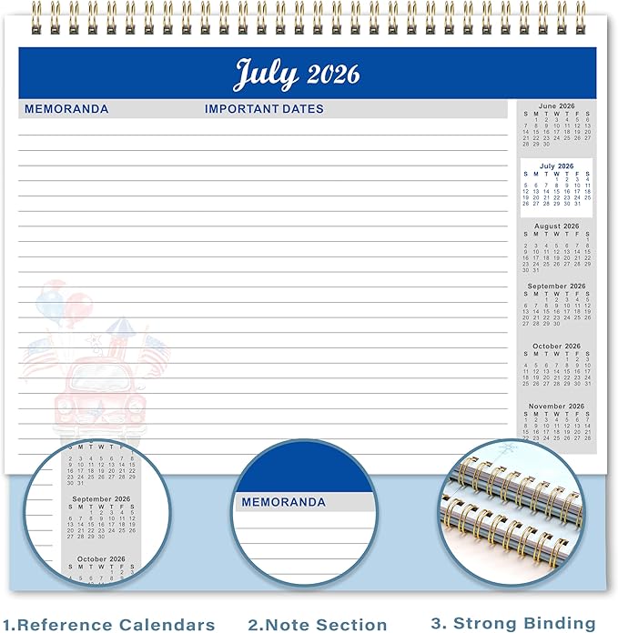 Desk Calendar 2026-2027 - 18 Months Desktop Calendar 2026-2027, July 2026 - December 2027, 10'' x 8.3'', Standing Flip Desktop Calendars for Office, Home, School