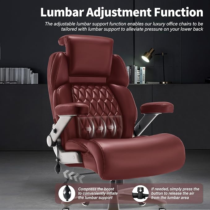 Big and Tall Office Chair 700lbs, Ergonomic High Back Computer Desk Chair | Adjustable Headrest&Lumbar Support, 3D Flip Arms, Large Wheels, Heavy Duty Metal Base, Thick Padded Wide Seat Executive Chair