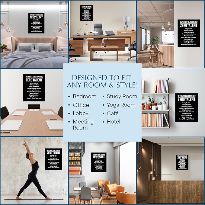 10 Things That Require Zero Talent Motivational Wall Decor, 16x20 Unframed Office Wall Art Print, Inspirational Leadership Quote Poster for Work, Gym, Classroom and Team Building