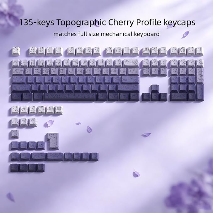 dagaladoo Lavender Purple keycap Sets,Line Backlit,Shine Through Keyboard Key caps,Side Printed,Cherry Profile keycaps for Mechanical Keyboard, Compatible with ANSI/ISO,TKL, Full-Sized Layout