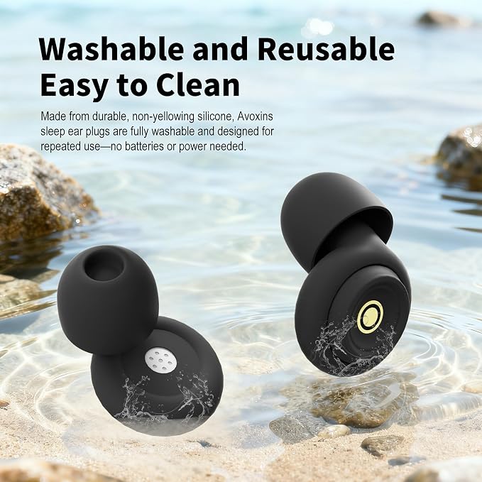 Ear Plugs for Sleeping Ultra-Comfy Silicone Earplugs for Concerts Noise Cancelling Reusable Noise Reduction Earbuds for Travel Focus Work 33-45dB Hearing Protection with 9 Tips & Case (Black)