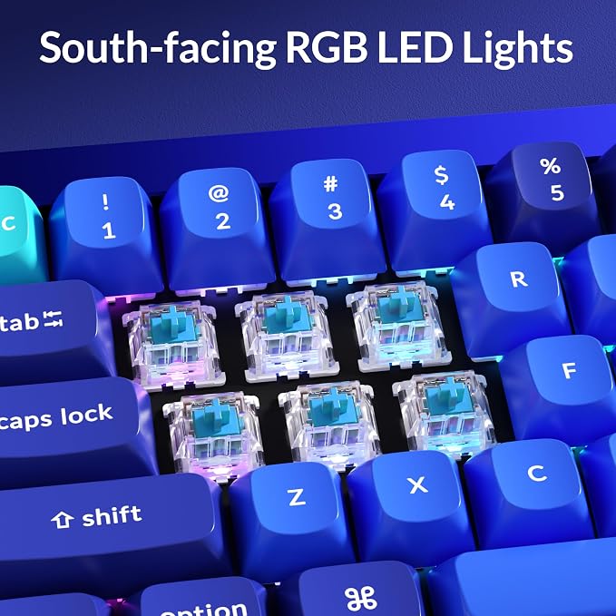 Keychron Q4 Wired Custom Mechanical Keyboard, 60% Layout QMK/VIA Programmable Macro with Hot-swappable Gateron G Pro Blue Switch Double Gasket Compatible with Mac Windows Linux(Navy Blue)